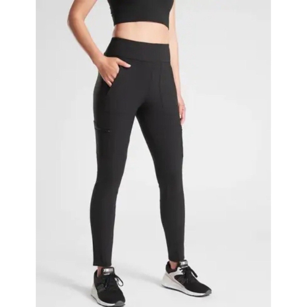 Athleta Pants Womens 10 Tall Headlands Hybrid Cargo Tight Black High Rise Hiking